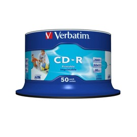 Verbatim CD-R Wide Printable Surface 52x 700MB CD Blanks 50's Spindle
