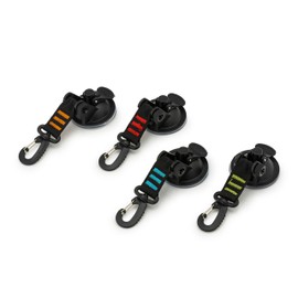 4Pcs Multi-Coloured Suction Cups With Hooks/straps by Manhattan International. Best for Multipurpose Heavy Duty Camping Sucker Cups Hooks for Home, Outdoor Car Window, Van, Truck, Awning Boat Tarp.