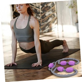 Ipetboom Multi Function Leg Massager Roller Stick Relaxation Tool for Legs Shoulders and Arms Non Slip Handle for Easy Use for Yoga Fitness and Deep Tissue Relief Purple Random Color