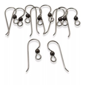 Hackberry Creek 10 Gray Niobium Hypoallergenic Earring Hooks with Black Bead Accent