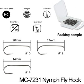 Maxcatch 100pcs Barbless Fly Fishing Fly Tying Hooks Dry Nymph Wet Jig Hooks with Mini Fly Box (7231 Nymph Fly Hook (Barbless), #6-100pcs)