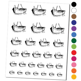 Sketchy Rowboat on the Water with Paddles Temporary Tattoo Water Resistant Fake Body Art Set Collection - Purple (One Sheet)