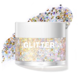 LANGMANNI Holographic Body Glitter Gel/Eyeshadow Cosmetic Grade for Body, Face, Hair and Lip. Colour-Changing Glitter Gel Under Light. -1.35 oz (8# Golden Starlight)