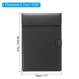 PATIKIL 10.4"x7.1" A4 PU Leather Clipboard, Black Business Padfolio Organizer Binder Resume Legal Document Folder Holder Writing Pad for Office