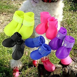 Cdycam Puppy Dogs Candy Colors Anti-Slip Waterproof Rubber Rain Shoes Boots Paws Cover (Blue, X-Large)
