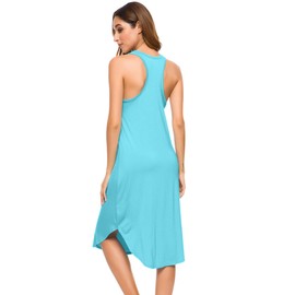 WiWi Soft Bamboo Nightgowns for Women Sleeveless Racerback Pajamas Chemise Nightgown Plus Size Sleepshirts S-4X, Turquoise, 3X