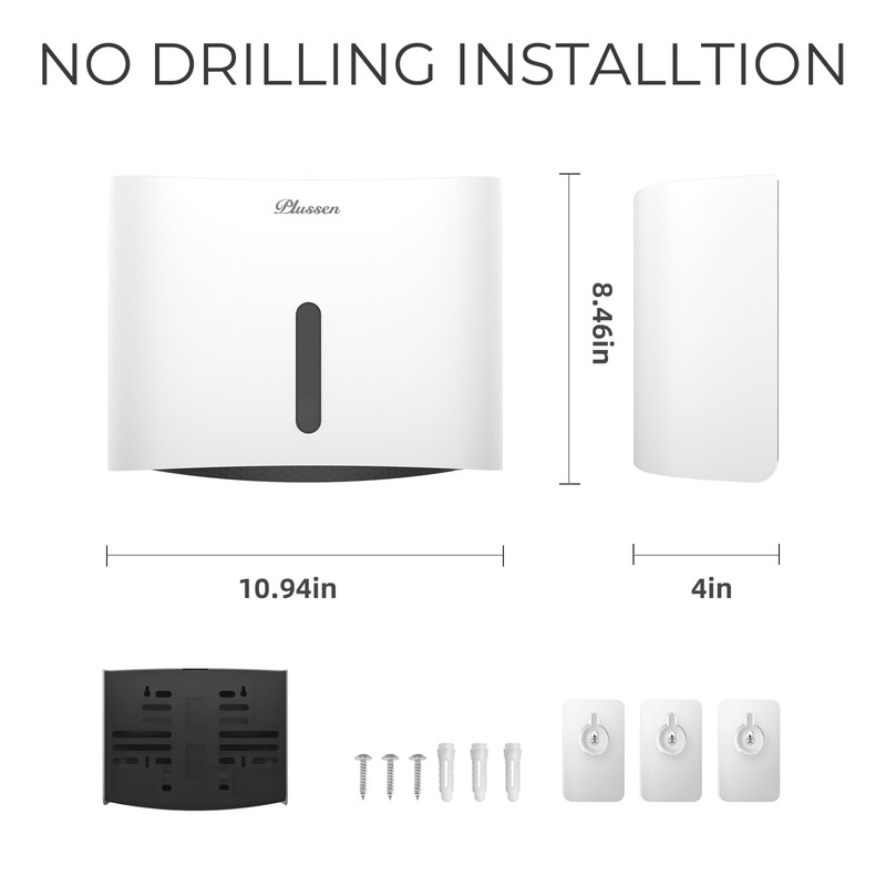 PLUSSEN Paper Towel Dispenser Wall Mount, Adhesive No Drilling Multifold