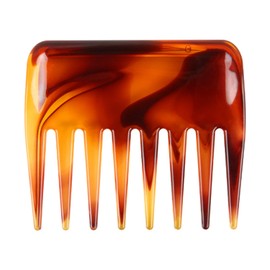 Mens Streaker Hairdressing Comb, Pocket Size Detangling Hairstyling Comb, Texture Gel Comb w/ 8 Wide Rounded Teeth for Slickback Shaping Wet Pick Long Short Curly Beard Hair Barber Salon (Amber)