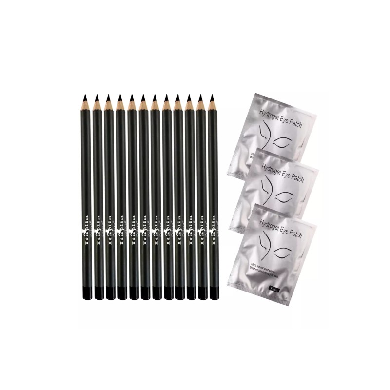 Italia Deluxe 12 pcs Eyeliner Pencil + 3 pair Hydrogel
