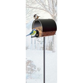 MeLiTec Stainless Steel Bird Feeder Station Barrels Silver/Black Matt Black Size Standing