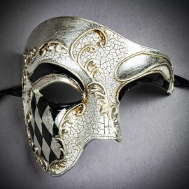ILOVEMASKS NEW Classic Phantom Venetian Mardi Gras Masquerade Full Face Party Mask Silver