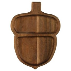 Fyne-Finds Brown Wooden Acorn Table Kitchen Nuts Nibbles Serving Portion Plate Platter Guests