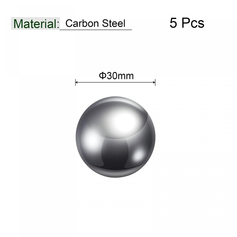 sourcing map 5pcs 30mm Carbon Steel Bearing Balls Precision Polished