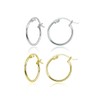 2 Pair Set Sterling Silver & Yellow Gold Flashed Tiny