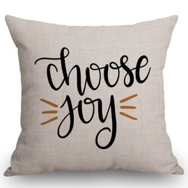 SSOIU Farmhouse Pillow Covers with Choose Joy 18 x 18 Inch for Farmhouse Decor Housewarming Gifts for New Home