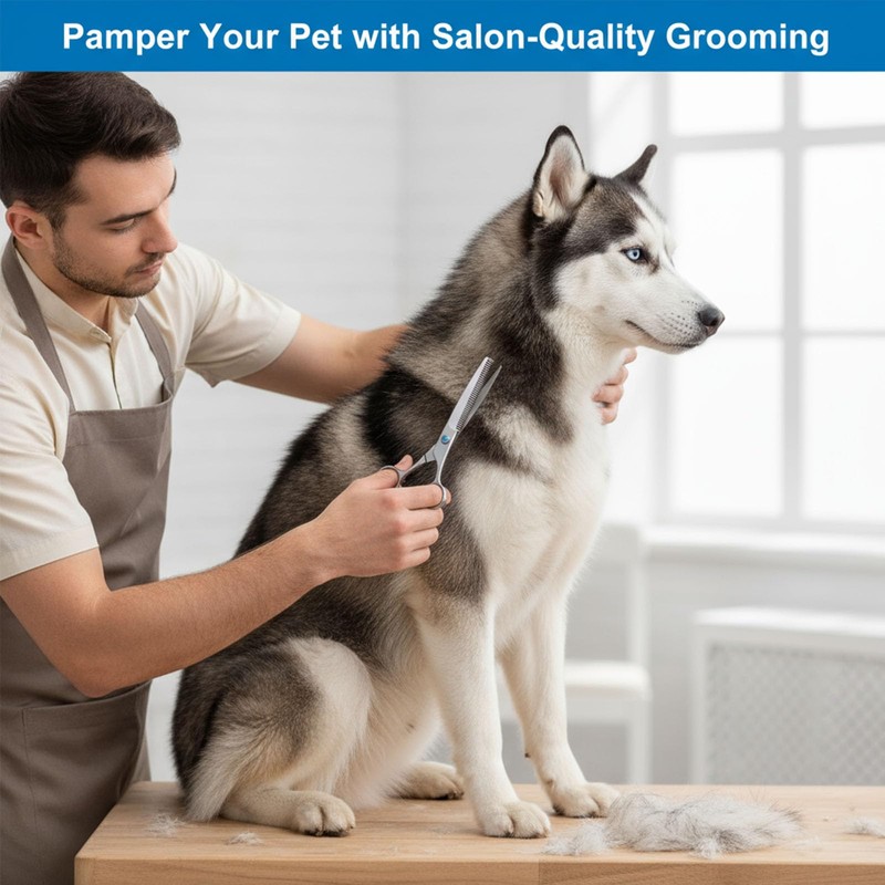 Professional Dog Grooming Scissors Set, 8-in-1 Stainless Steel Pet Grooming