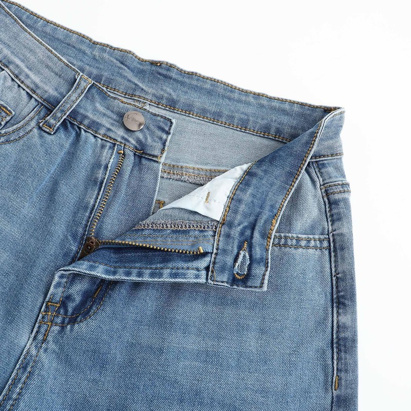 THUNDER STAR Womens High Waisted Wide Leg Jeans Stretchy Distressed