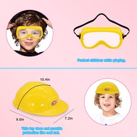 Magic4U Toy Tool Set Girl Pretend Play Construction Tool Accessories Tool Toys with Hat Tool Box Tape Measure Toy Electric Drill Hammer