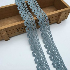 10 Yards Cotton Lace Trims Cotton Embroidery Lace Ribbon for Sewing Decorating & DIY Craft 1-1/4" Wide 4 Colors (Blue gray)