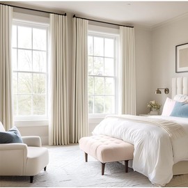 INOVADAY Cream Blackout Curtains 96 Inches Long, 100% Light Blocking Thermal Insulated Room Darkening Curtains & Drapes for Bedroom Living Room + 20 Curtain Ring Clips -2 Panels, W50 x L96, Cream