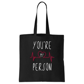 clothinx Cotton Bag You're My Person Organic Fair Vegan Favourite Person Romantic Gift for Lovers Couples Marriage Partner Sustainable Reusable Environmentally Friendly, black