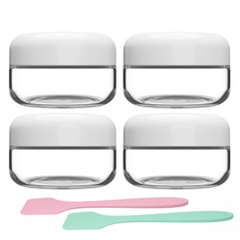 Travel Size Containers for Toiletries, 1 OZ BPA Free, TSA Approved Cosmetic Jars for Face Hand Body Creams Lotions, with Waterproof Labels and 2 Mini Spatulas for Gift (4 Pack)