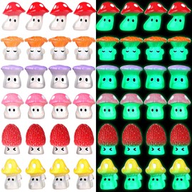 Lineshading 96 Luminous Glow in The Dark Mini Mushrooms Bulk Tiny Resin Mushroom Figurines Cute Miniature Mushrooms for DIY Fairy Terrarium Landscape Statue Garden Micro Dollhouse Aquarium Decoration