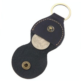 FREESE Men's Keychain, Genuine Leather, Key Case, Strap, IC Chip, Coins, Coin Storage, Design, Key Ring, black/ring
