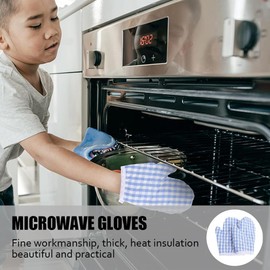 PengLAI Kids Oven Mitts,Heat Proof Gloves/Oven Gloves Heat Resistant Comfortable Kitchen Gloves for Children Kid Grilling Cooking Baking(2 Pcs) (Blue)