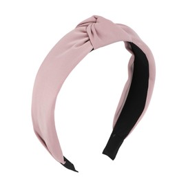 Oblihumoy Non-Slip Knotted Headband for Women Girls Wide Elastic Fashion Hair Band Cute Nude Pink Top Knot Hair Accessory