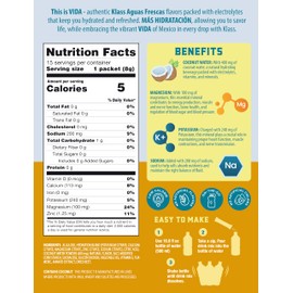 KLASS VIDA Electrolyte Drink Mix – Pineapple Agua Fresca Flavor | Sugar-Free Hydration Powder with Coconut Water & Minerals | 15 Single-Serve Stick Packs, Low Calorie, Natural Flavor