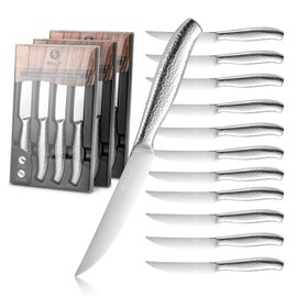 BF BILL.F SINCE 1983 Sharp Steak Knife Set of 12 Stainless Steel Serrated Knives Set with Gift Set, 12-Piece Kitchen Steak Knife Set