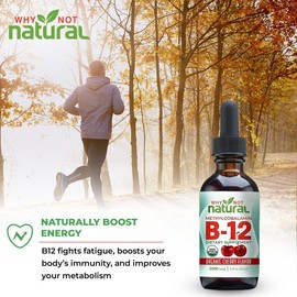 Organic Vitamin B12 Liquid Drops – Extra Strength 5000 mcg Natural Energy Booster – Edible Dietary Supplement for Fitness, Metabolism & Immune Support