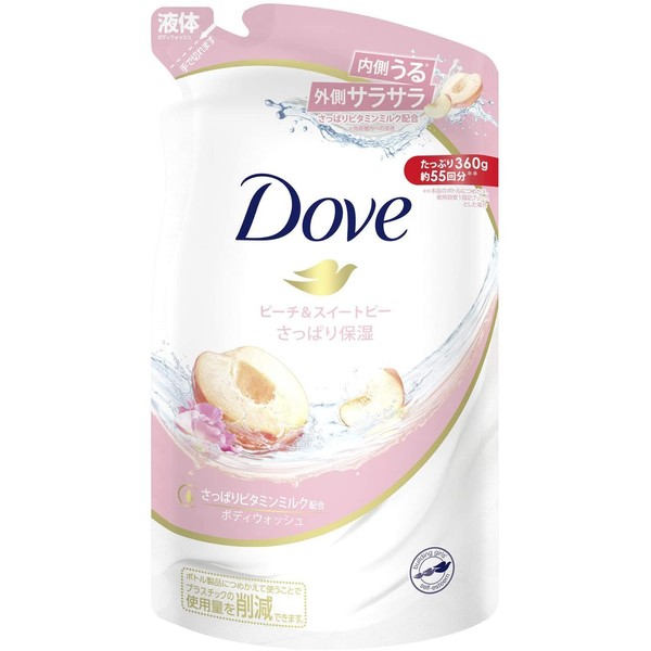 Dove Body Wash, Peach & Sweet Pea, Refill, 8-Piece Set,