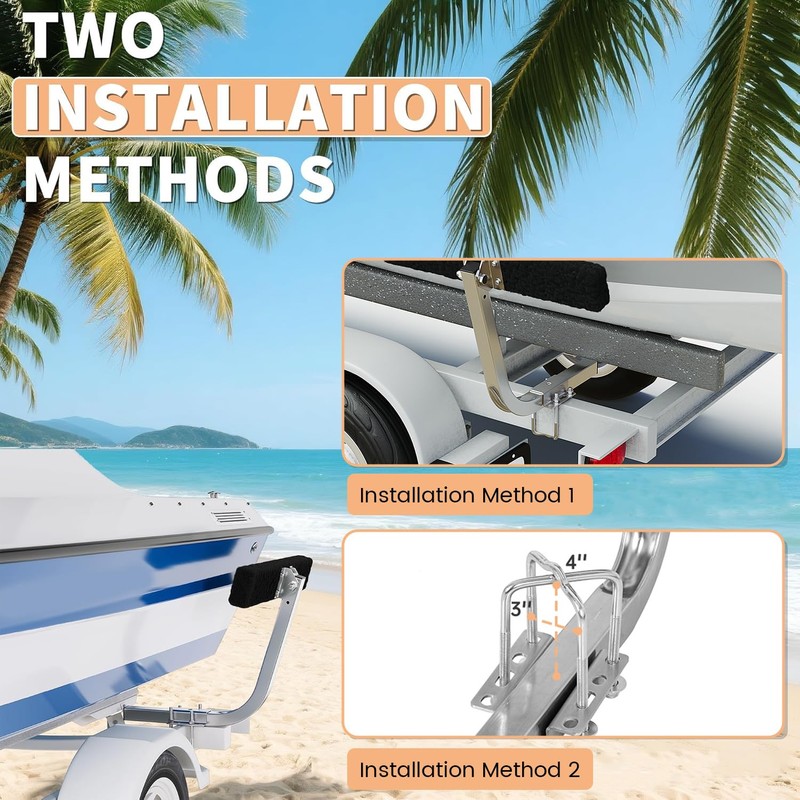 ECOTRIC Boat Trailer Guide 2 Foot Bunk Board Guide-On Rails