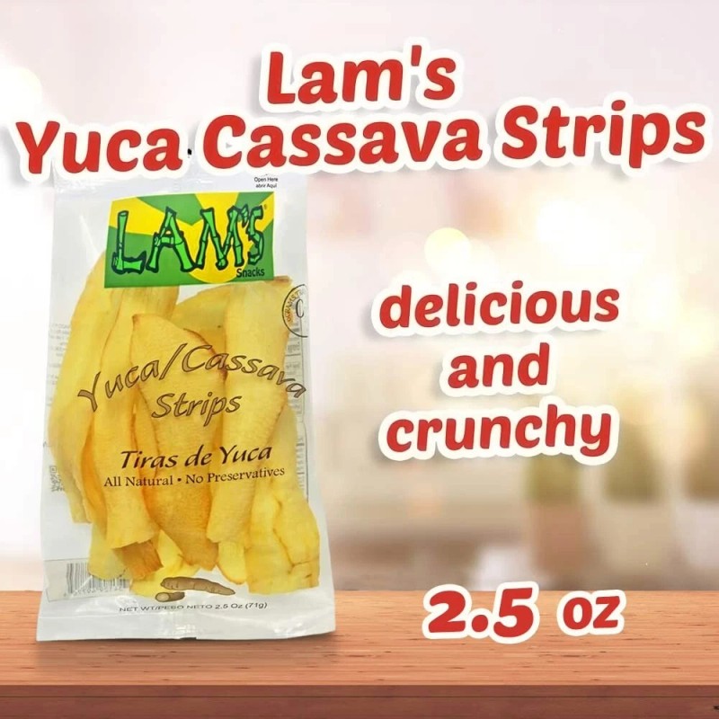 LAM'S Plantain Strips, Premium, Chips, Yuca strips, Keto, 2.5 oz