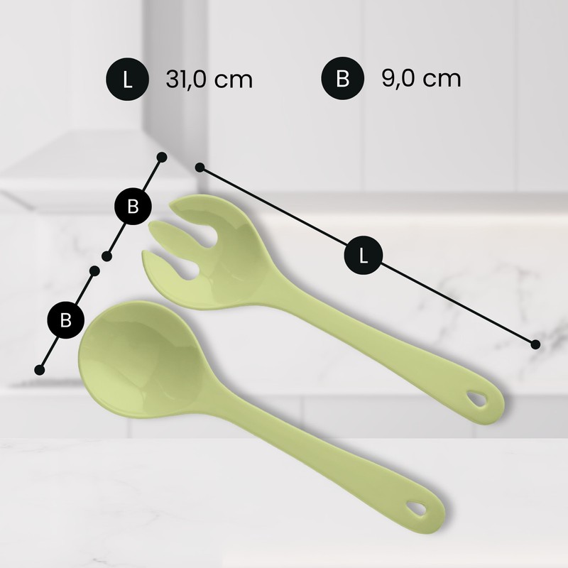 Spoddy Plastic Salad Servers (31 cm Large, Two-Piece, Green) -