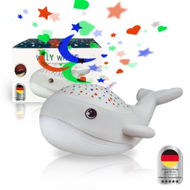 MegaLight Nachtlicht Baby Sternenhimmel | 2in1 Sternenhimmel Projektor Baby + Nachtlicht | warmweißes Nachtlicht & RGB Sternenprojektor in 3 Farben | Sternenprojektor Nachtlicht Kinder | WILLY WHALE