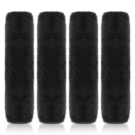 Lanjue 4PCS Car Seat Belt Pads Cover, Black Seatbelt Strap Cover Soft Faux Fur Safety Belts Cover for Kids Adult