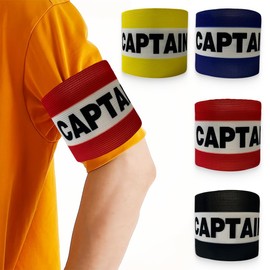 KOLZEMV Pack of 4 Football Captain's Bracelet, Captain's Armband Children's Football, High Quality and Elastic Player's Armband for All Ages - Perfect Choice for Your Team Captain Captain