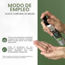 Rusens - Aceite Corporal para Masaje Antiestrés con Aceite Esencial de Melisa - Cítrico 100 natural. Reanima y Disminuye el Estrés. Hidrata y Suaviza