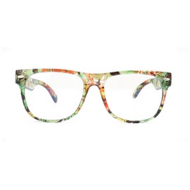 OWL Kids Green Floral Clear Lens Glasses Non Prescription, UV Protection for Children, Colorful Frames Fun Pretend Play Eyewear