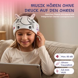 Bibi&Tina Headband Headphones for Kids - 3 in 1 Sleep Mask & Headset with Sabrina Design - Soft Fleece - Volume Limited - Ideal for Travel, School & Relaxation