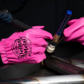 Defiant Metal PINK TIG Welding Gloves - Premium Goatskin Leather (Large)