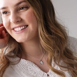 Precious Pieces Girl's or Women's Sterling Silver Miraculous Medal Charm Necklace for First Communion, Confirmation, Religious Gift, 16-18 inch