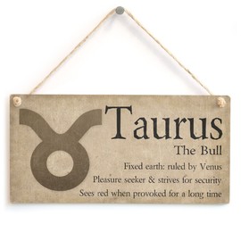 Meijiafei Taurus The Bull - Beautiful Spiritual Gift Astrology Sign of The Zodiac Plaque 10" X 5"