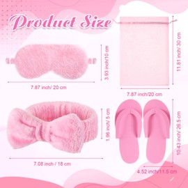 Moucuny 84 Pcs Sleepover Party Supplies for Girls Spa Party Favors Include Spa Headband Plush Eye Masks Wristbands Bath Loofahs Disposable Slippers Organza Bags for Women Slumber Favors Gift(Solid)