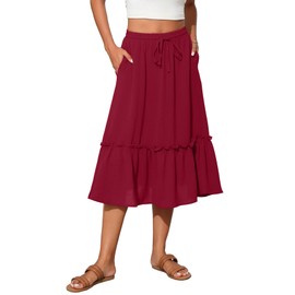 TASAMO 2024 High Waist Flared Skirt with Pockets - Perfect for Adding a Touch of Elegance to Your Everyday Look