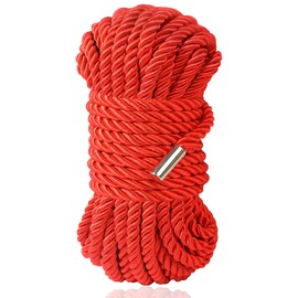 BAVIHOR Silk Rope, 32 Feet 8 mm Soft Rope Durable Multipurpose Long Satin Braided Twisted Rope (Red)
