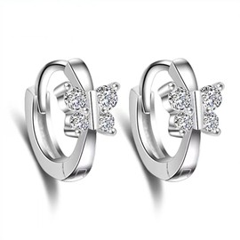 Cscreolen 925 Silver Small for Girls Heart Earrings for Women Hoop Earrings Silver 925 Stud Earrings Real Silver Women's Stud Earrings Silver 925 2 Pieces, Silver